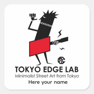 Moderne Urban Gitaarspeler Grafisch-Tokyo Edge Lab Vierkante Sticker
