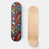 Moderne Urban Graffiti Grunge Patroon Skateboard (Voorkant)