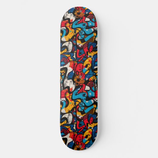 Moderne Urban Graffiti Grunge Patroon Skateboard (Voorkant)