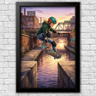 Moderne Urban Skateboard Slaapkamer Muur Poster