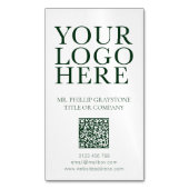 Moderne Uw Afbeelding Groene & Witte QR-code Magnetisch Visitekaartje (Voorkant Verticaal)