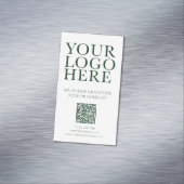 Moderne Uw Afbeelding Groene & Witte QR-code Magnetisch Visitekaartje (Voorbeeld)