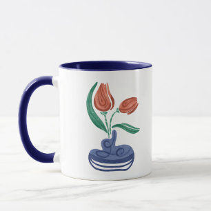 Moderne vaas met tulpen Bloemen Stilleven Kunst Mok