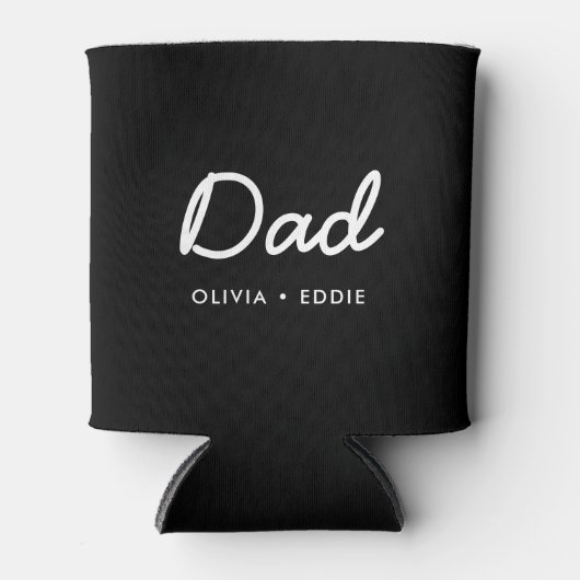 Moderne vader | Kinder Names Vaderdag Script Black Blikjeskoeler (Voorkant)