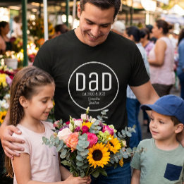 Moderne vader met simpele kindernamen t-shirt