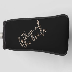 Moderne vader van de bruid   Beige + Zwart Script Golfheadcover