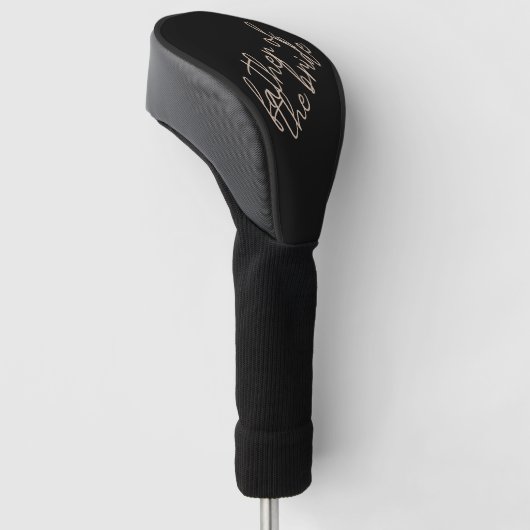 Moderne vader van de bruid | Beige + Zwart Script Golfheadcover (Schuin)