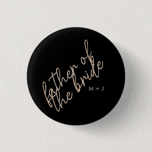 Moderne vader van de bruid Beige + Zwart Script Ronde Button 3,2 Cm