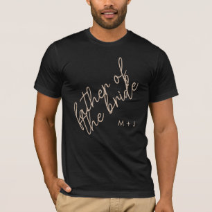 Moderne vader van de bruid Beige + Zwart Script T-shirt