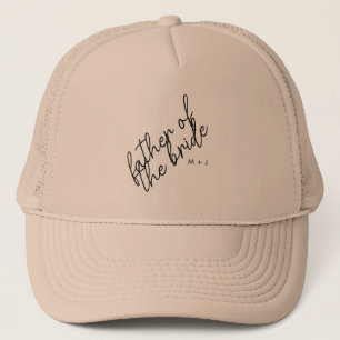 Moderne vader van de bruid   Beige + Zwart Script Trucker Pet