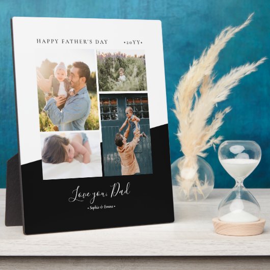 Moderne Vaderdag gift Foto Collage Plaque Fotoplaat (Zijkant)