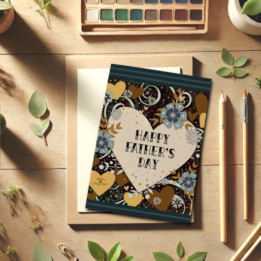 Moderne Vaderdag Mannelijke Bloemhart Kaart