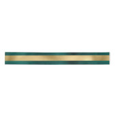 Moderne vakantie Blauwgroen gouden metallic streep Lint (Voorkant)