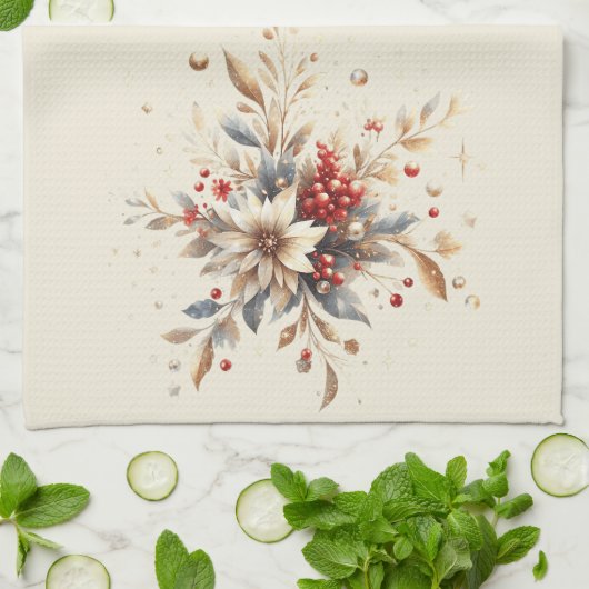 Moderne Vakantie Bloemen Keuken Handdoek (Gevouwen)