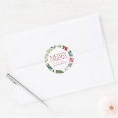Moderne vakantie Bloemen Vrolijk kerstfeest Ronde Sticker (Envelop)
