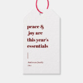 Moderne vakantie citaat vrede en vreugde cadeaulabel (Voorkant)