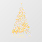 Moderne vakantie gouden kerstboom raamsticker (Vel)