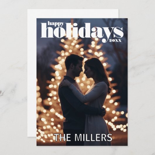 Moderne Vakantiefoto Kerstfeest Kaart (Voorkant / Achterkant)