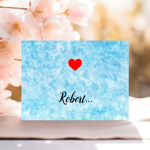 Moderne Valentijn Love Heart Blue Background Briefkaart