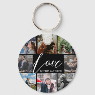 Moderne Valentijn voor liefdesfotocollage Sleutelhanger