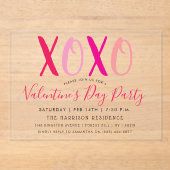 Moderne Valentijnsdag-partij voor Hugs & Kisses (X Acryl Uitnodigingen (Voorkant)