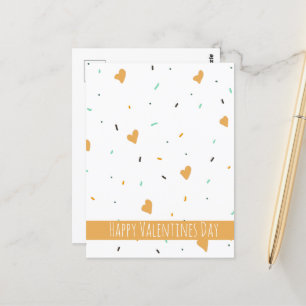 Moderne Valentijnsdag Sprinkle Hearts Mustard Briefkaart
