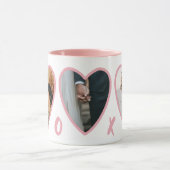 Moderne Valentijnse Blush Pink Hearts Foto Mok (Midden)