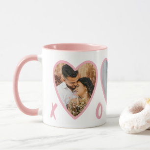 Moderne Valentijnse Blush Pink Hearts Foto Mok