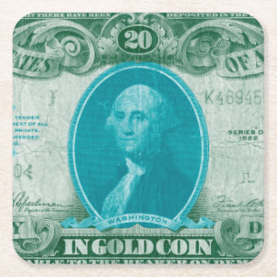 Moderne valuta V Vierkante Kartonnen Onderzetter