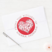 Moderne van de keuken van botanische hartbehandeli ronde sticker (Envelop)