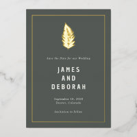 Moderne varens Woodland Wedding Gold Save the Date