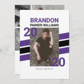 Moderne Varsity Photo Afstudeerder Invitation Kaar (Voorkant / Achterkant)