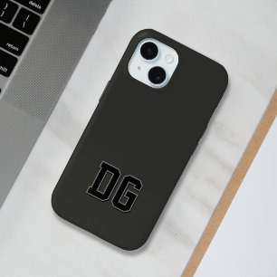 Moderne Varsity Zwarte Grijze Monogram Eerste Lett