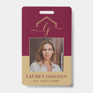 Moderne Vastgoed Promotionele Realtor Naam Tag Badge