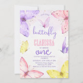 Moderne veelkleurige kleine vlinder 1e verjaardag kaart (Voorkant)