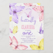 Moderne veelkleurige kleine vlinder 1e verjaardag kaart (Voorkant / Achterkant)