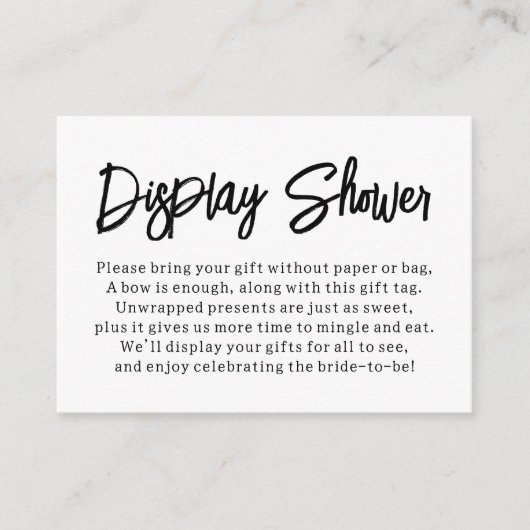 Moderne, veelzijdige Display Shower Bridal CadeauK Informatiekaartje (Voorkant)