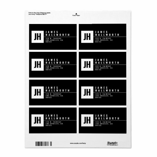 Moderne, veelzijdige, professionele look | Zwart-w Etiket (Full Sheet)