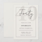 Moderne veertigste verjaardagsviering kaart (Voorkant / Achterkant)