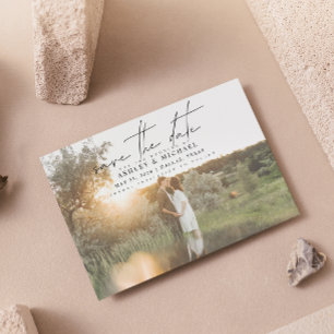 Moderne Vellum Typografie 2 Foto Bruiloft Save The Date