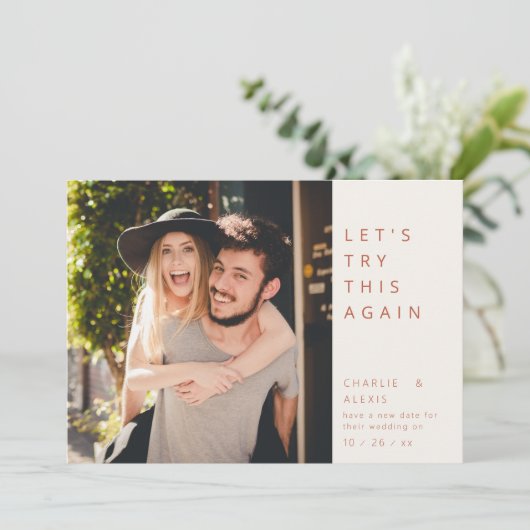 Moderne Verander de Datum Save The Date (Staand voorkant)