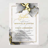 Moderne verbluffende Custom5 houtskool Waterverf Folie Uitnodiging (Voorkant)