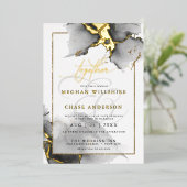 Moderne verbluffende Custom5 houtskool Waterverf Folie Uitnodiging (Staand Voorkant)