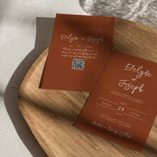 Moderne Verbrande Sinaasappel Terracotta QR Code H Kaart