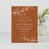 Moderne verbrande Sinaasappels terracotta bruiloft Kaart (Staand voorkant)