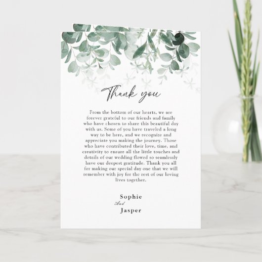 Moderne verdure Mariage blanc plié Programme (Dos)