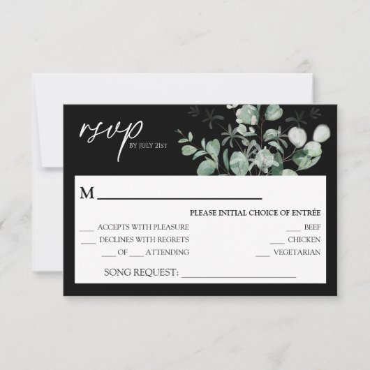 Moderne verdure Mariage noir demande RSVP (Devant)