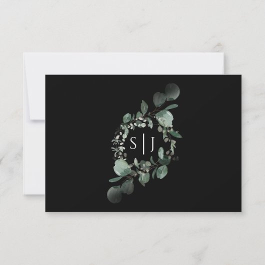 Moderne verdure Mariage noir demande RSVP (Dos)