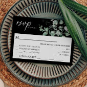 Moderne verdure Mariage noir demande RSVP