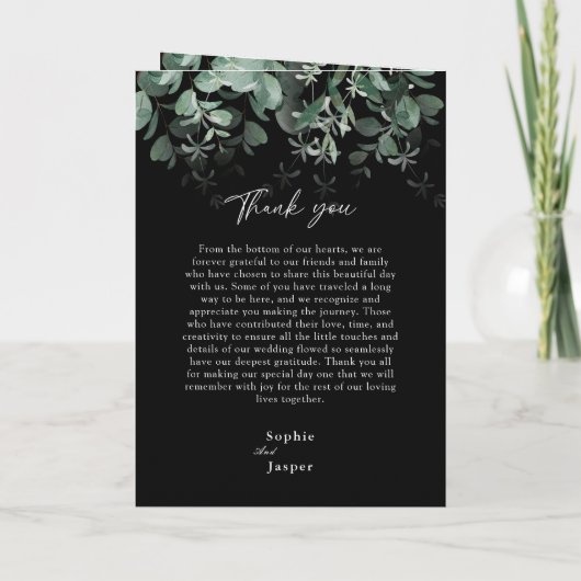 Moderne verdure Mariage noir programme plié (Dos)